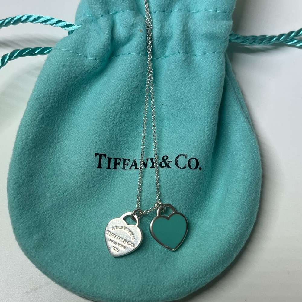 tiffany & co blue double heart tag necklace